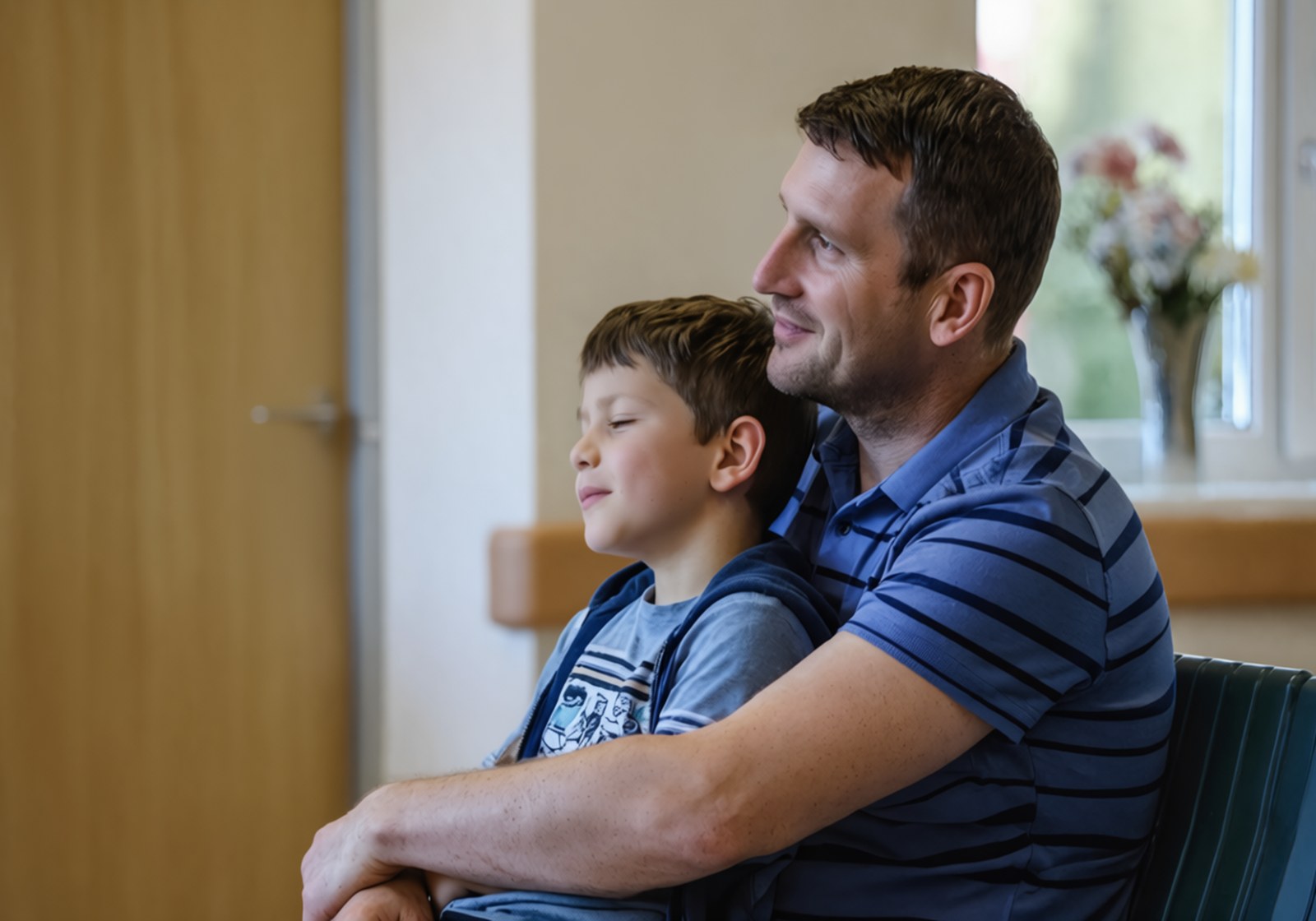 Father and son at the walk-in urgent care clinic in Vancleave, MS for minor injury care
